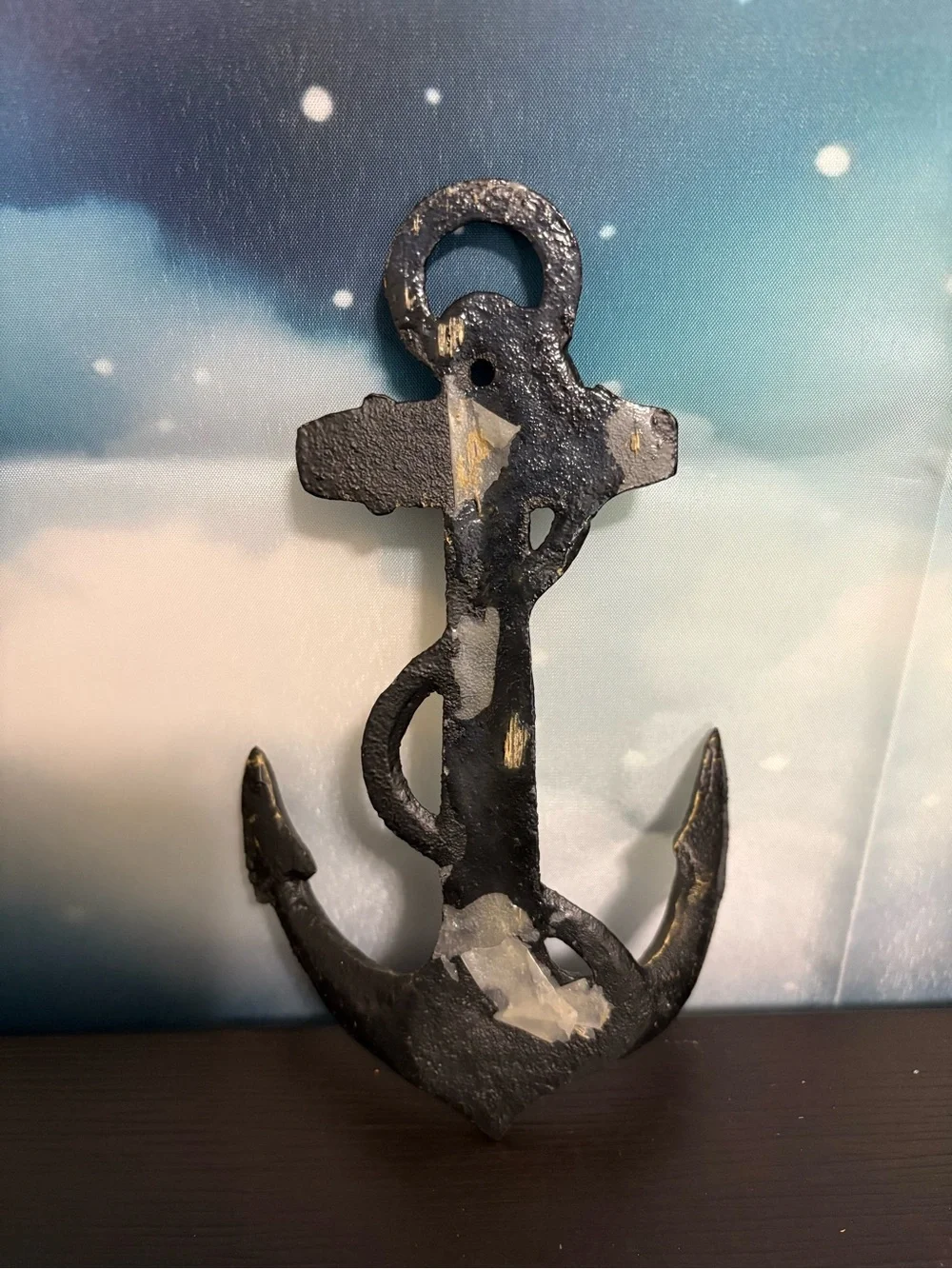 Vintage Nautical Anchor Hook Antique bronze finish cast iron. Preowned.